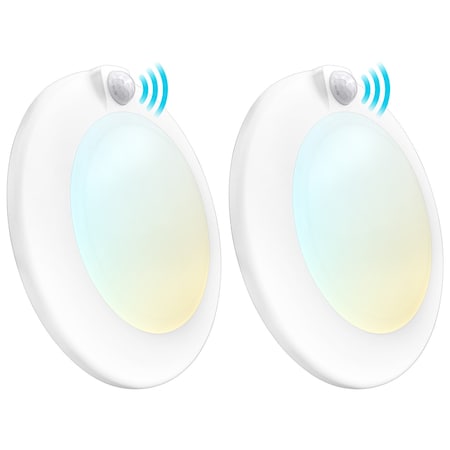 Luxrite 6" Motion Sensor LED Flush Mount Light 3 CCT Selectable 3000K-5000K 15W 1000LM 30s Timeout 2-Pack LR23834-2PK